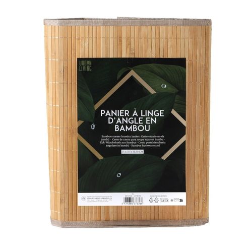 Panier à Linge D'angle En Bambou Avec Couvercle