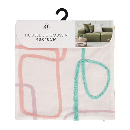 Housse De Coussin 40x40 Cm Brodé Zig Zag