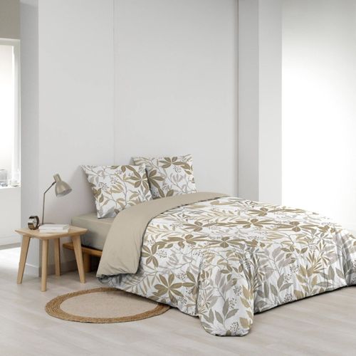 Housse De Couette 240x220 + 2 Taies Voltine 100% Coton Coloris Miel