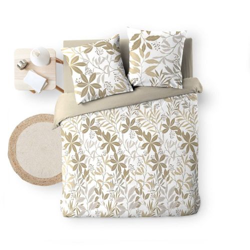 Housse De Couette 240x220 + 2 Taies Voltine 100% Coton Coloris Miel