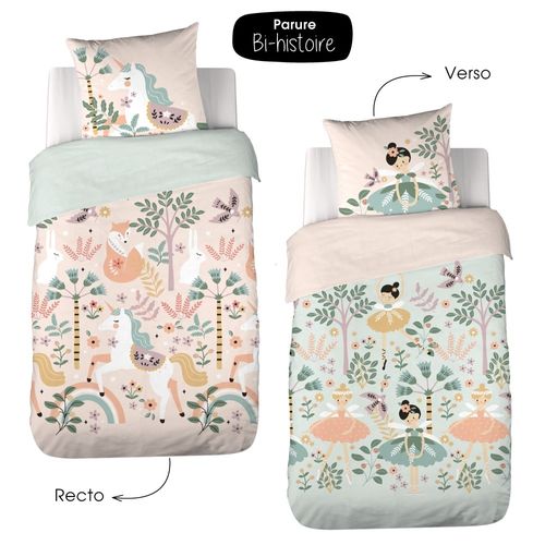 Housse De Couette 140x200 + 1 Taie Licorne Coton 57fils