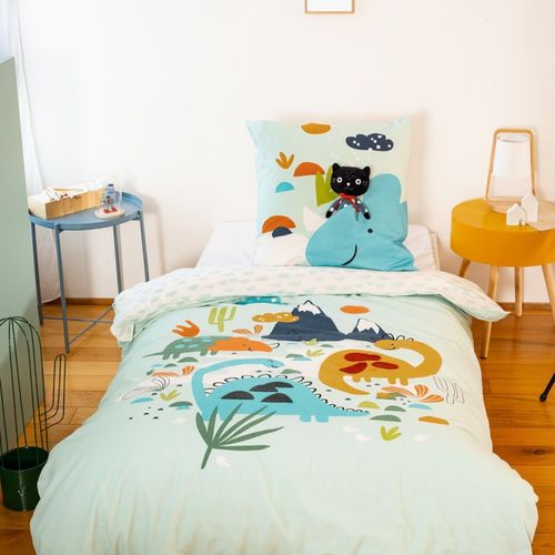 Housse De Couette 140x200 Réversible + 1 Taie En Coton Adouci