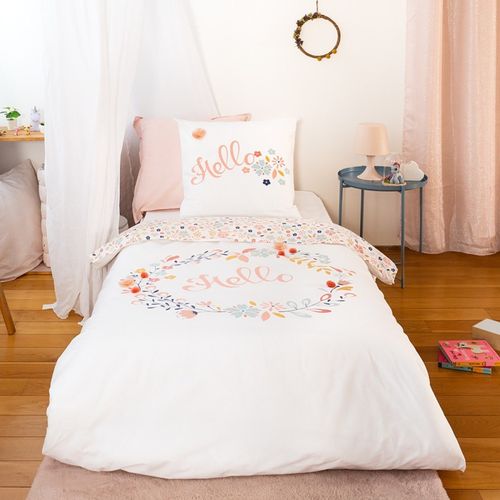 Housse De Couette 140x200 Réversible + 1 Taie En Coton Adouci