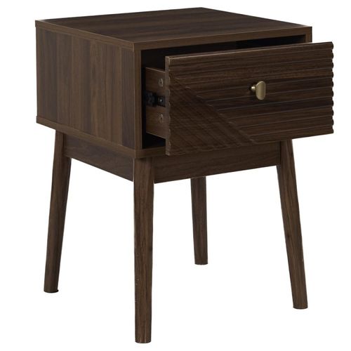 Table De Chevet Marron 1 Tiroir Avec Poignée Dorée