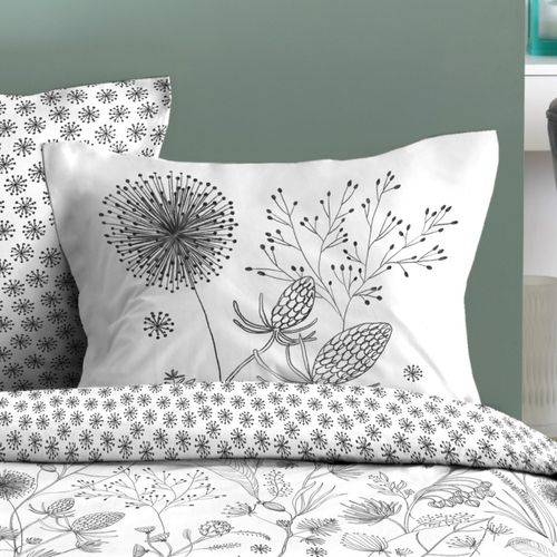 Housse De Couette 240x220 Ulani Noir + 2 Taies Coton 57 Fils