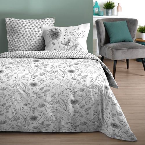 Housse De Couette 240x220 Ulani Noir + 2 Taies Coton 57 Fils