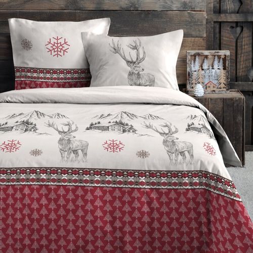 Housse De Couette 240x220 Bauges + 2 Taies Coton 57 Fils