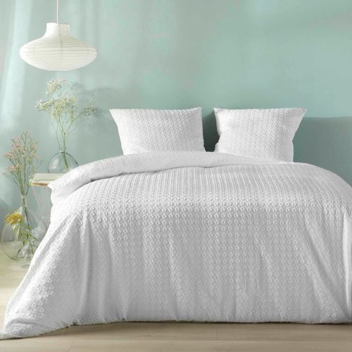 Housse De Couette 240x220 + 2 Taies Gaufrées Blanche