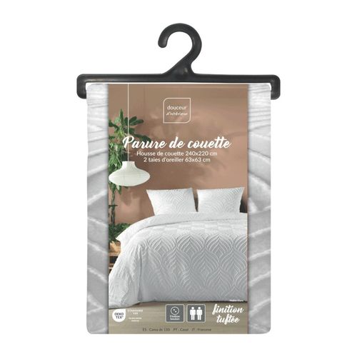 Housse De Couette 240x220 + 2 Taies Tuftée Blanche