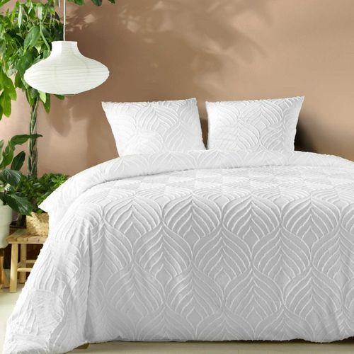 Housse De Couette 240x220 + 2 Taies Tuftée Blanche