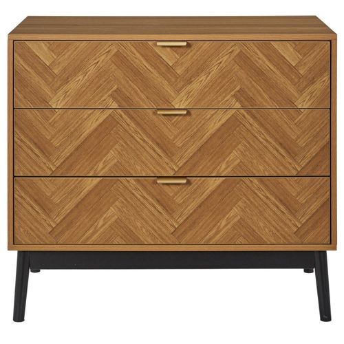 Commode 3 Tiroirs Avec Poignées Dorées