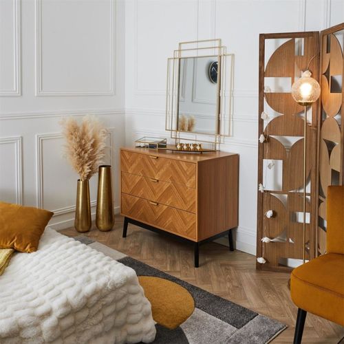 Commode 3 Tiroirs Avec Poignées Dorées