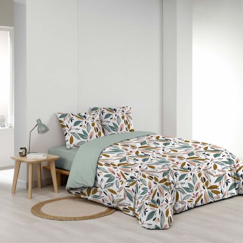 Housse De Couette 240x220 + 2 Taies Imprimées Feuillages