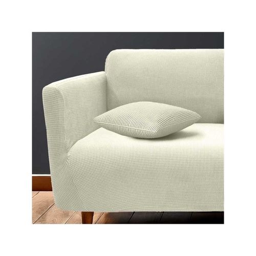 Housse De Canapé Extensible En Polyester Gaufré Coloris Blanc