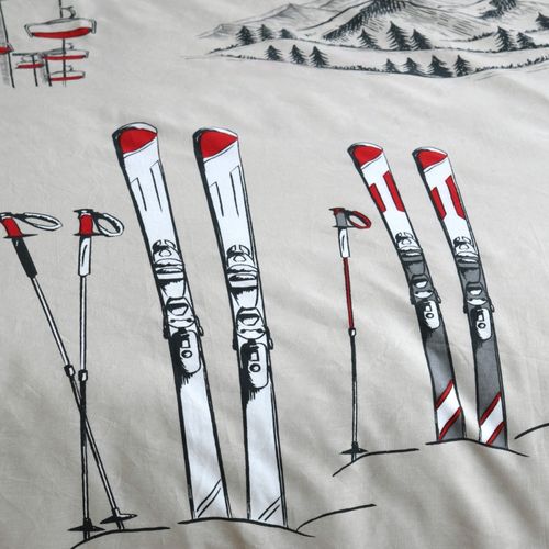 Housse De Couette 260x240 Alpes + 2 Taies Coton 57 Fils