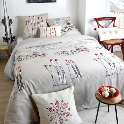 Housse De Couette 260x240 Alpes + 2 Taies Coton 57 Fils