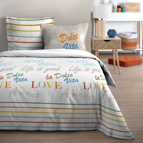 Housse De Couette 260x240 Dolce Vita + 2 Taies Coton 57 Fils