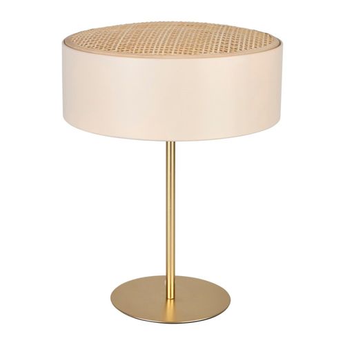 Lampe En Métal Doré Avec Abat-jour Bambou