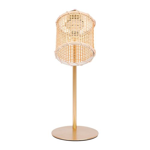 Lampe Métal Dorée Avec Abat-jour Bambou