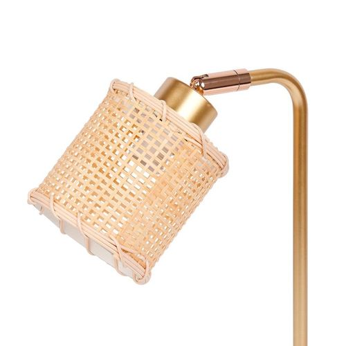 Lampe Métal Dorée Avec Abat-jour Bambou