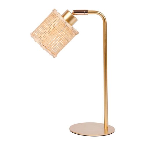 Lampe Métal Dorée Avec Abat-jour Bambou