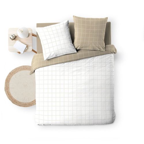 Housse De Couette 240x220 + 2 Taies Carreaux 100% Coton 57fils
