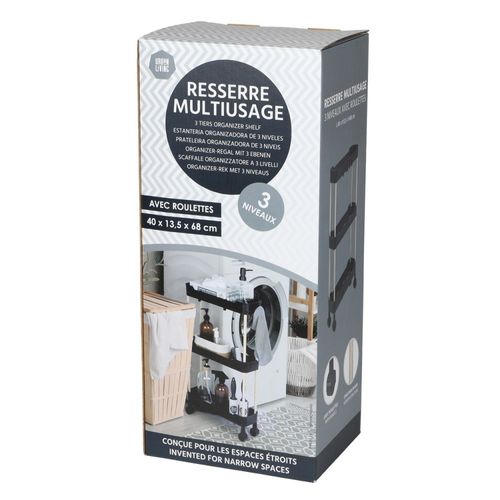 Desserte à Roulettes 3 Niveaux Pour Espaces Étroits