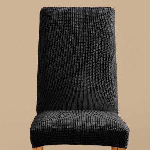 Housse De Chaise Extensible En Polyester Gaufré Coloris Noir