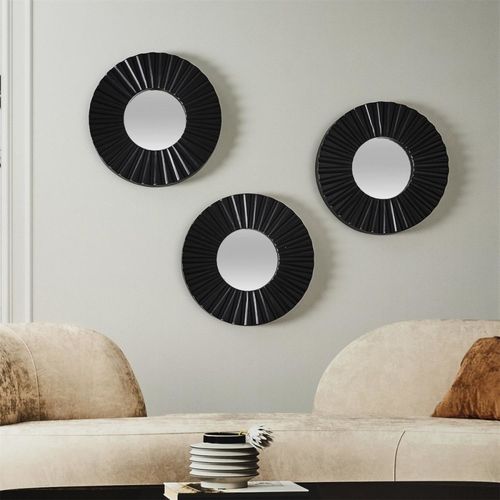 Lot De 3 Miroirs Diamètre 19cm Coloris Noir