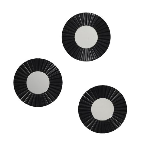 Lot De 3 Miroirs Diamètre 19cm Coloris Noir