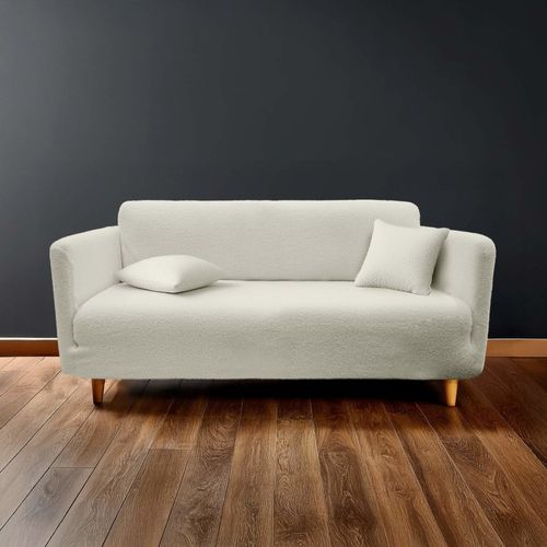 Housse De Canapé Extensible En Bouclette Polyester Coloris Blanc