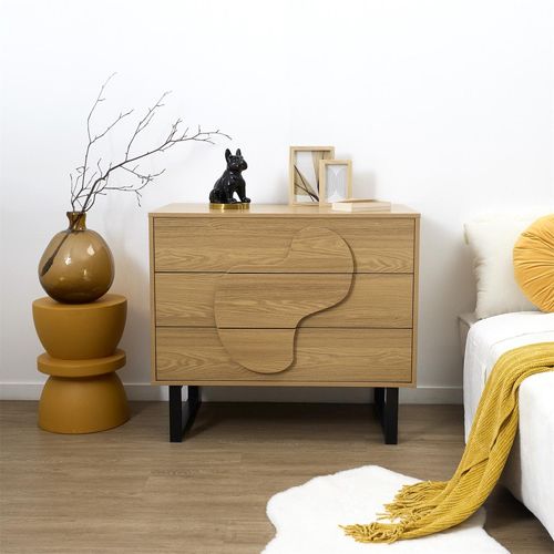 Commode 3 Tiroirs Avec Pieds En Métal