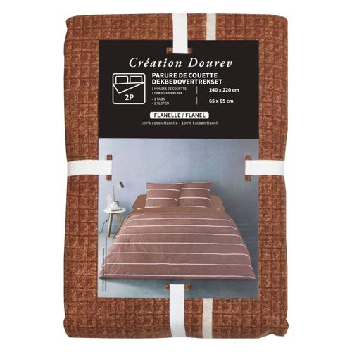 Housse De Couette 240x220 + 2 Taies Flanelle 100% Coton