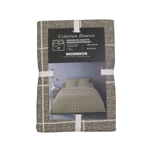 Housse De Couette 240x220 + 2 Taies Flanelle 100% Coton