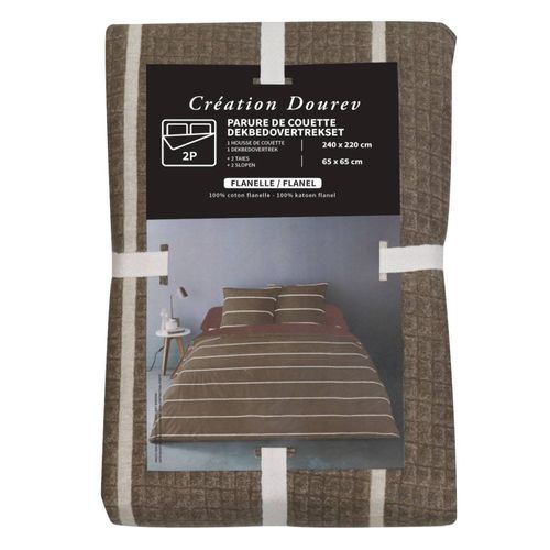 Housse De Couette 240x220 + 2 Taies Flanelle 100% Coton