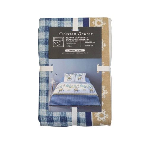 Housse De Couette 240x220 + 2 Taies Flanelle 100% Coton
