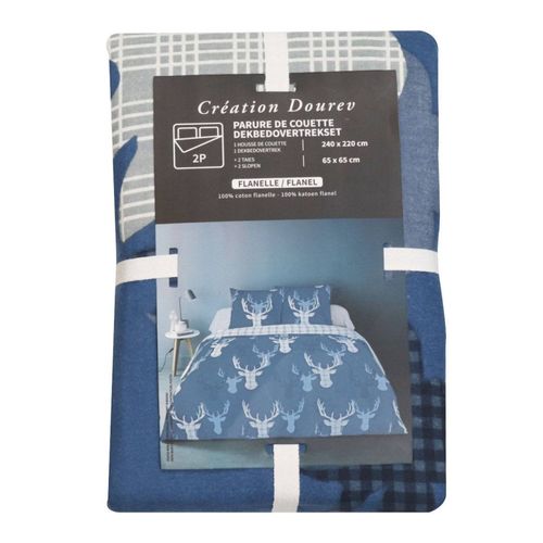 Housse De Couette 240x220 + 2 Taies Flanelle 100% Coton