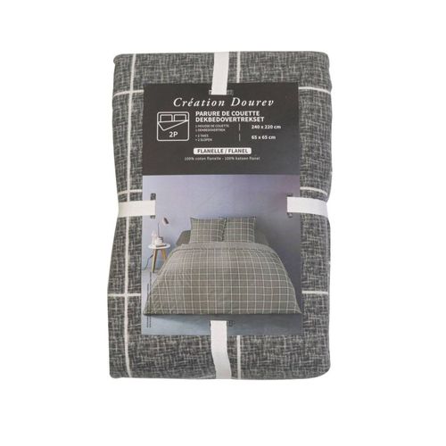 Housse De Couette 240x220 + 2 Taies Flanelle 100% Coton