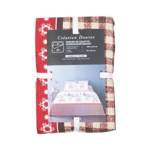 Housse De Couette 240x220 + 2 Taies Flanelle 100% Coton