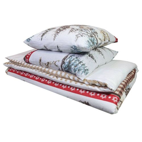 Housse De Couette 240x220 + 2 Taies Flanelle 100% Coton