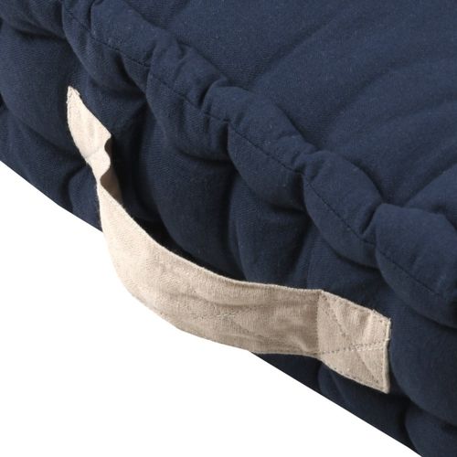 Coussin De Sol 45x45x10cm Marine Et Lin 100% Coton