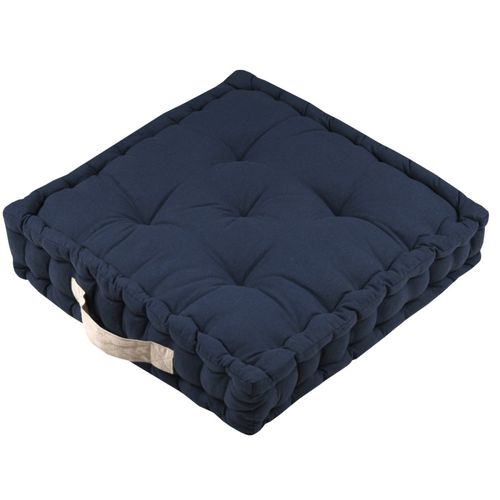 Coussin De Sol 45x45x10cm Marine Et Lin 100% Coton