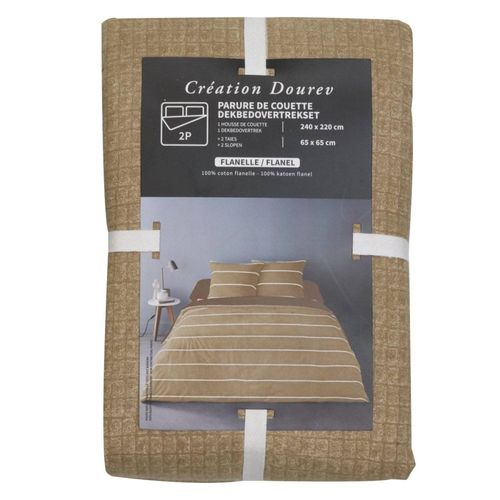 Housse De Couette 240x220 + 2 Taies Flanelle 100% Coton