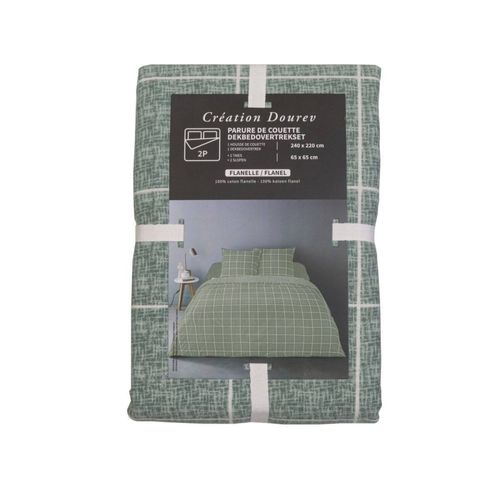 Housse De Couette 240x220 + 2 Taies Flanelle 100% Coton