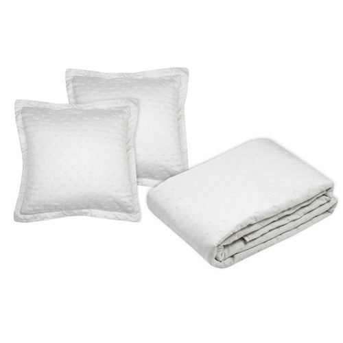 Couvre Lit Boutis Réversible 240x220 Avec 2 Taies Coloris Naturel