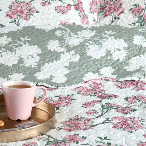 Couvre Lit Boutis Réversible 260x240 Avec 2 Taies D'oreiller