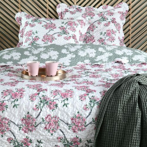 Couvre Lit Boutis Réversible 260x240 Avec 2 Taies D'oreiller