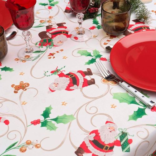 Nappe Rectangulaire Pere Noel 150x240 Cm Coloris Blanc