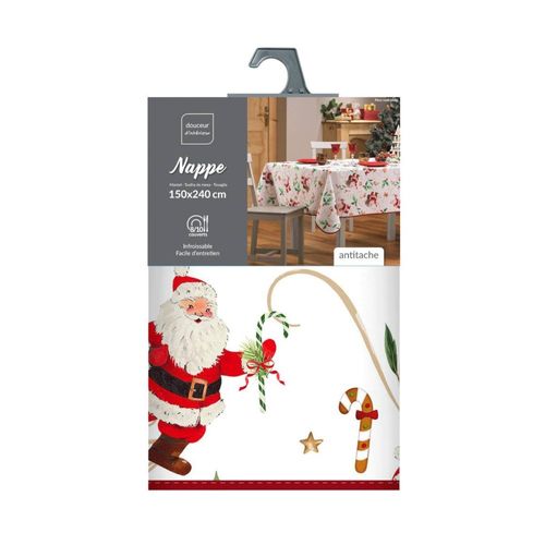 Nappe Rectangulaire Pere Noel 150x240 Cm Coloris Blanc