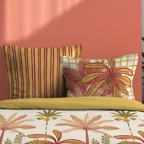 Housse De Couette 240x220 Finition Rabat + 2 Taies Coton 57 Fils